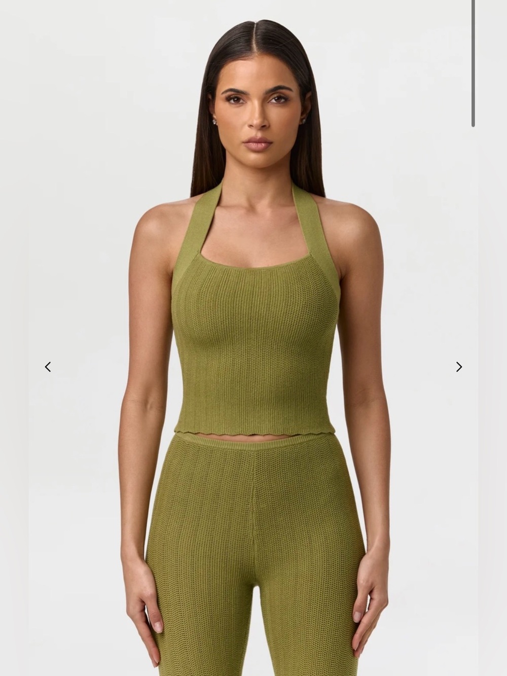 Naked Wardrobe Knit Open Back Halter Top Sage